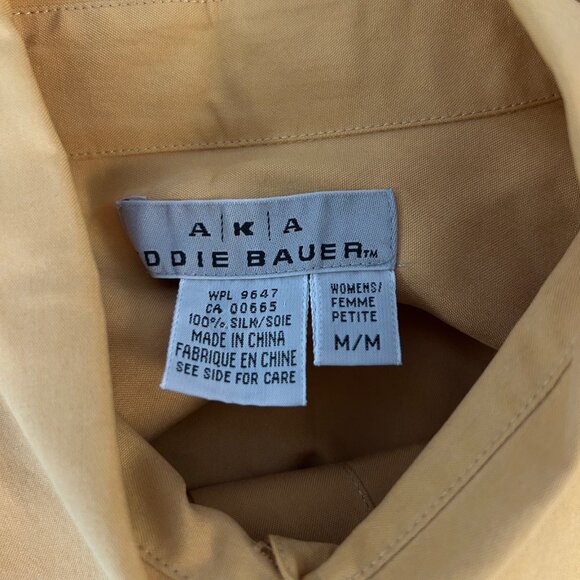 Eddie Bauer Pumpkin Orange 100% Silk Button Front Blouse Size Medium Petite - Picture 6 of 7